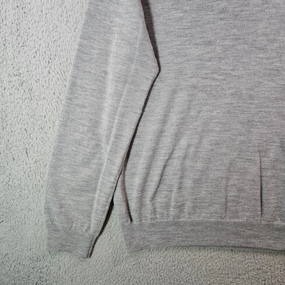 J Crew 100% Merino Wool Sweater Men XL V-Neck Gray Pullover‎